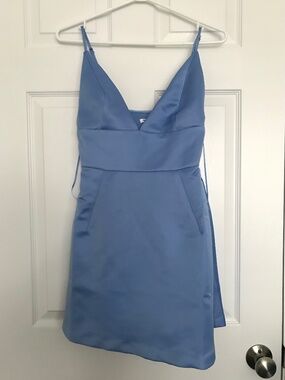 NWOT Kimchi Blue Petit Fours Fit-And-Flare Satin Mini Dress S Blue